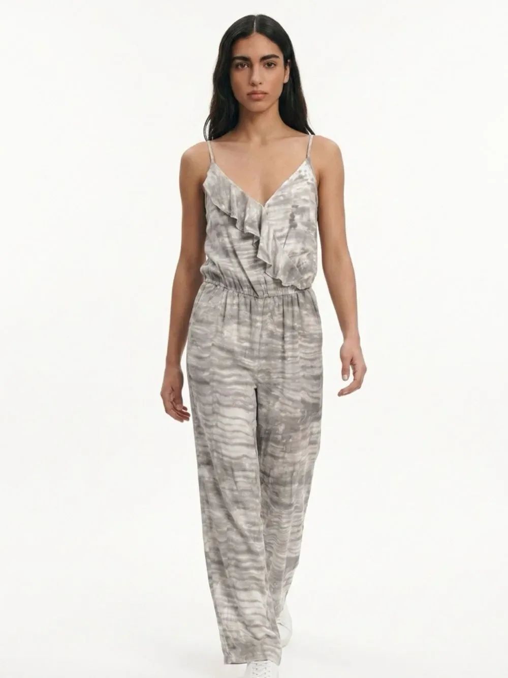 MICHAEL STARS | Gray Tie-Dye Sleeveless Jumpsuit with Belt Women’s Size Small
